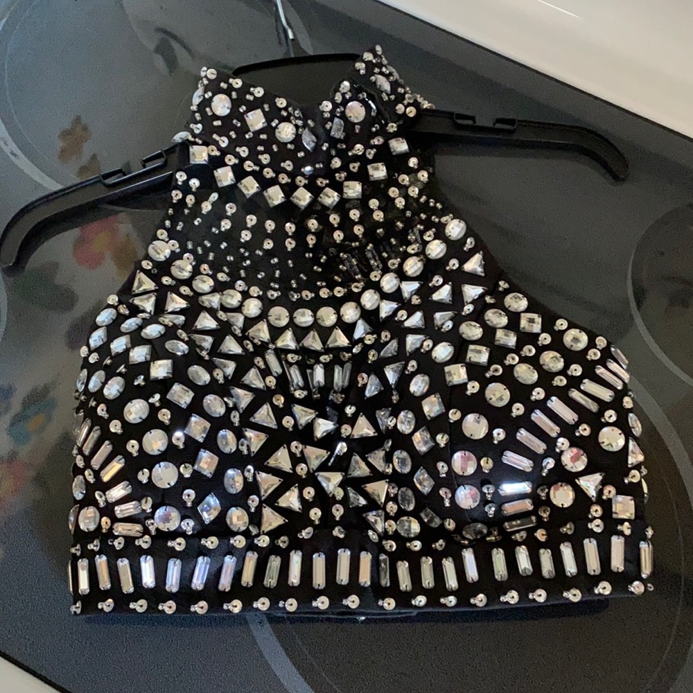 Black two piece prom dress